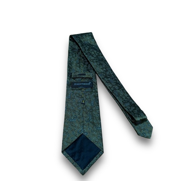 Massimo Bizzocchi Men's Necktie Paisley Print Green 3 3/4" Width - Picture 2 of 6